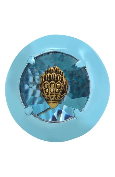 Kurt Geiger Eagle Head Crystal Cocktail Ring In Blue