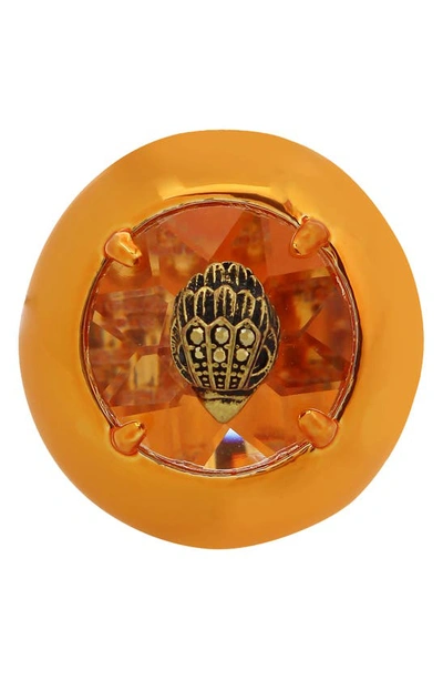 Kurt Geiger Eagle Head Crystal Cocktail Ring In Orange