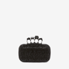 Alexander Mcqueen Skull Crystal Embellished Four-ring Box Clutch In Black