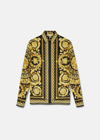 Versace Black And Yellow Shirt With Barocco Print In Print