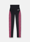 Versace Printed Perforated Stretch Leggings In Black+pink