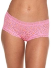 Hanky Panky Leopard Cross-dyed Lace Boyshort In Pink,orange