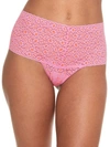 Hanky Panky Leopard Cross-dyed Lace Retro Thong In Pink,orange
