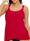 Miraclesuit Dd Cup Razzle Dazzle Underwire Asymmetrical Tankini Top Women's Swimsuit In Grenadine