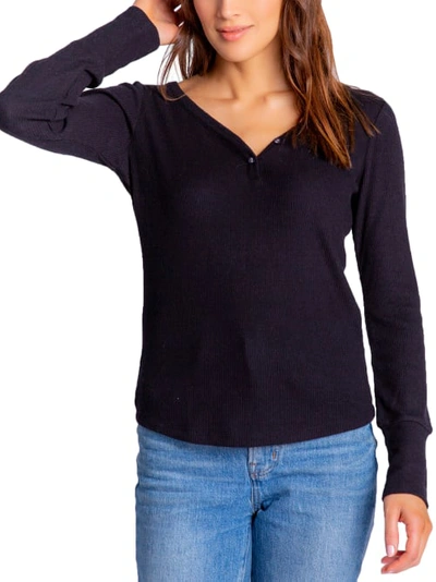 Pj Salvage Textured Essentials Ribbed Knit Lounge Top In Black