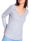 Pj Salvage Textured Essentials Ribbed Knit Lounge Top In Heather Grey