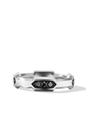 David Yurman Sterling Silver Hex Station Band With Black Pave Diamonds In Silver