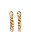 David Yurman 18kt Yellow Gold Sculpted Cable Micro Huggie Hoop Earrings (10.7mm) In Gold