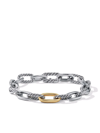 David Yurman Sterling Silver And 18kt Bonded Yellow Gold Detail Dy Madison Medium Bracelet In Silver