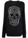 PHILIPP PLEIN EMBROIDERED-SKULL CREW NECK SWEATSHIRT