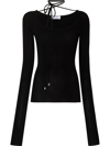 Attico Heather Cotton Blend Sweater In Black