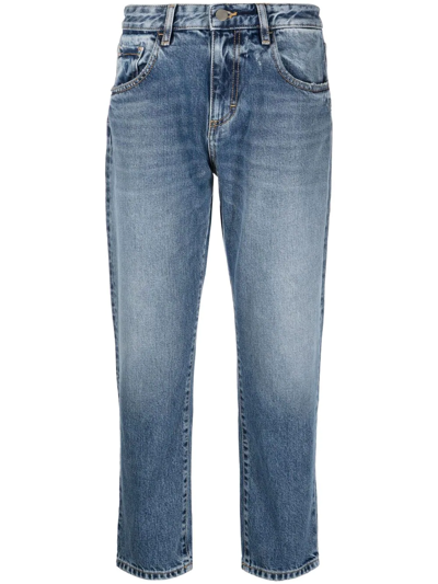 Icon Denim Cropped Slim-cut Jeans In Blue