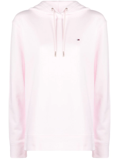 Tommy Hilfiger Logo-embroidered Drawstring Hoodie In Pink