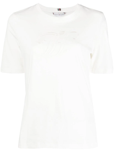 Tommy Hilfiger Logo刺绣细节t恤 In 白色