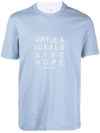 Brunello Cucinelli Slogan-print Round-neck T-shirt In Blue