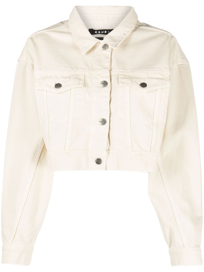 Ksubi Billie Cropped Denim Jacket In White
