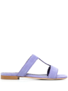 Manolo Blahnik Artas Scalloped Suede Sandals In Purple