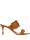 Manolo Blahnik Gable Suede-leather Buckled Sandals In Brown