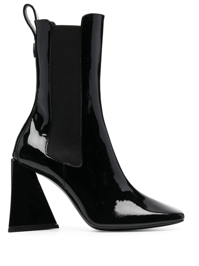 Attico Devon Patent Leather Chelsea Boots In Black