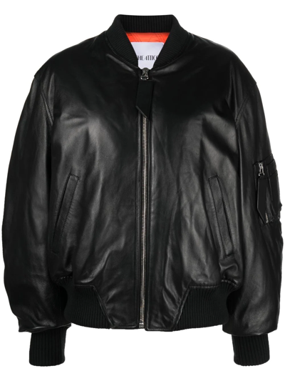 Attico Anja Napa Leather Bomber Jacket In Black