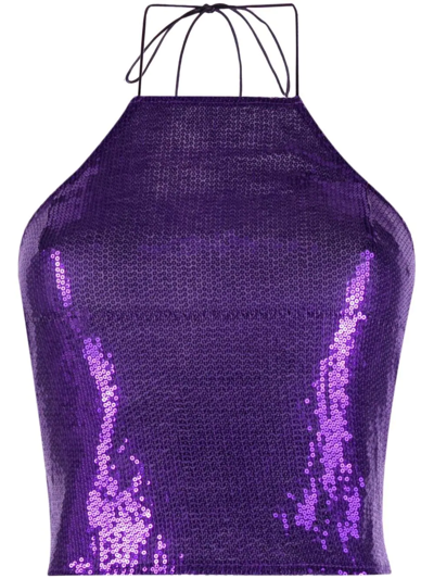 Atu Body Couture Cropped Halter-neck Top In Purple