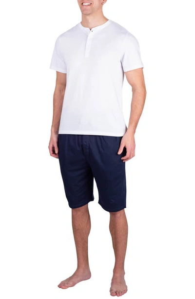 Sleephero Men's 2-piece Short Sleeve Henley & Shorts Pajama Set In Navy