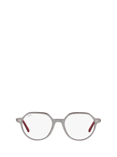Ray Ban Rx5395 Wrinkled Grey On Bordeaux Unisex Eyeglasses