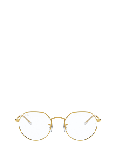 Ray Ban Unisex Jack 49mm Hexagonal Optical Glasses In Gold
