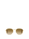 Ray Ban Hexagonal Sunglasses Gold Frame Brown Lenses 54-21 In Gold
