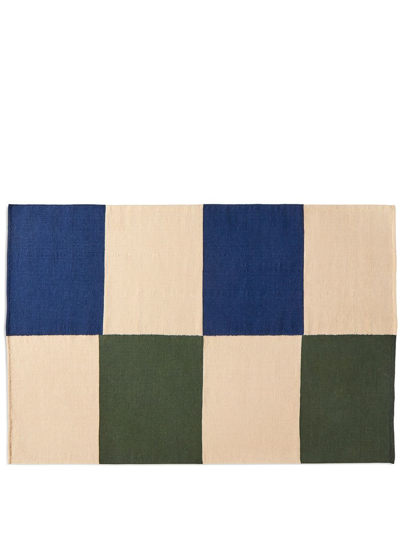 Hay Flat Works Wool Cotton Rug In Green, Blue, White