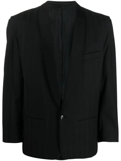 Pre-owned Pierre Cardin 1980s Tonal Striped Dinner Jacket In Black