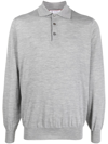 Brunello Cucinelli Men Polo-style Lightweight Sweater In Grey