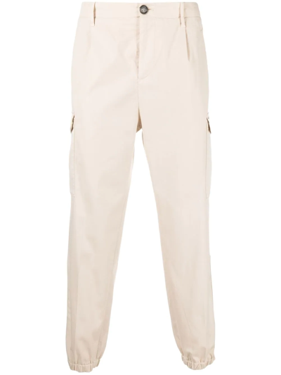 Brunello Cucinelli Pressed-creased Multi-pocket Straight-leg Trousers In Neutrals