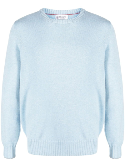 Brunello Cucinelli Fine-knit Cashmere Jumper In Blue