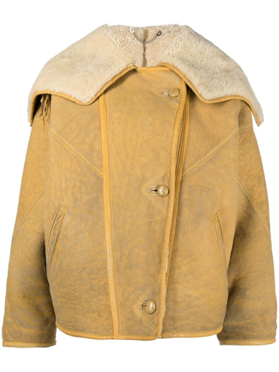 Pre-owned A.n.g.e.l.o. Vintage Cult 1980s Single-breasted Shearling Jacket In Yellow