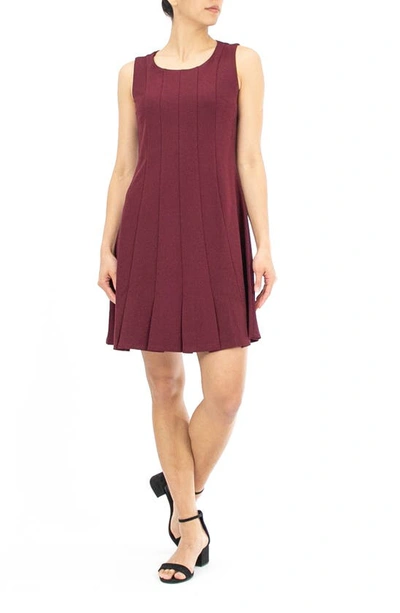 Nina Leonard Sleeveless Pleated Crepe Dress In Crimson