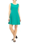 Nina Leonard Sleeveless Pleated Crepe Dress In Kelly Green