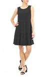 Nina Leonard Sleeveless Pleated Crepe Dress In Black