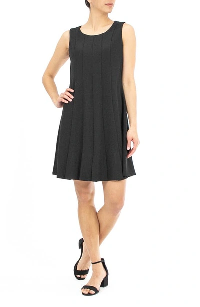 Nina Leonard Sleeveless Pleated Crepe Dress In Black