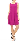 Nina Leonard Sleeveless Pleated Crepe Dress In Fuchsia