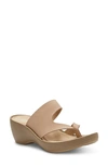 Eastland Laurel Leather Platform Wedge Sandal In Light Grey