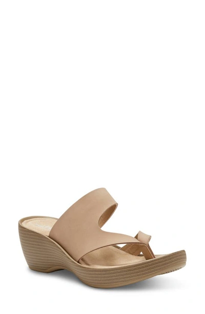 Eastland Laurel Leather Platform Wedge Sandal In Light Grey