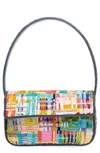 Staud Tommy Beaded Shoulder Bag In Patchwork Plaid