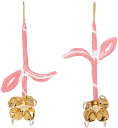 Marni Flower Enamel Drop Earrings In Soft Pink
