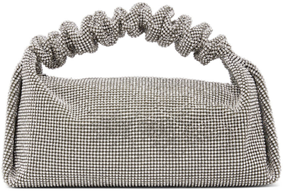 Alexander Wang Silver Mini Scrunchie Top Handle Bag In Crystal