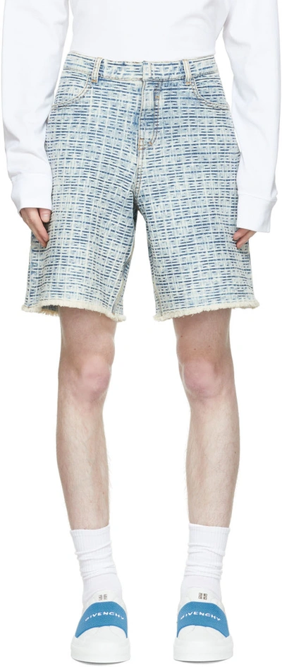 Givenchy Skate 4g Raw Denim Shorts In Blue White
