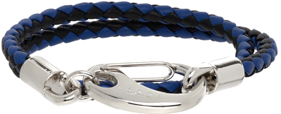 Marni Black & Navy Double Wrap Braided Bracelet In 00b60 Ocean