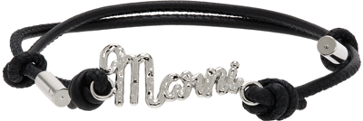 Marni Black Leather Bracelet In 银色