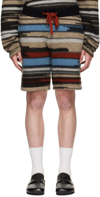 The Elder Statesman Mix 'n' Marl Cashmere Shorts In C390 Blk/alm/adr/brk