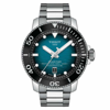 Tissot Men's Swiss Automatic Seastar Stainless Steel Bracelet Watch 46mm In Black / Blue